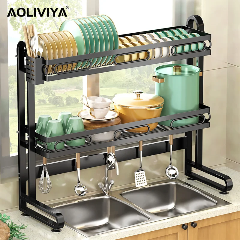 

AOLIVIYA Telescopic Kitchen Rack Above Sink Drain Bowl Rack Kitchenware Storage Rack Pantry Organizer Dish Drying Rack