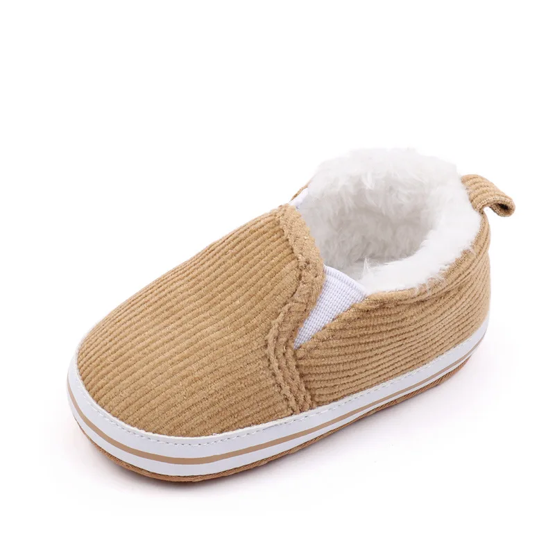 Флисовые теплые туфли для малышей 0-1 лет Мокасины детская обувь с одной педалью