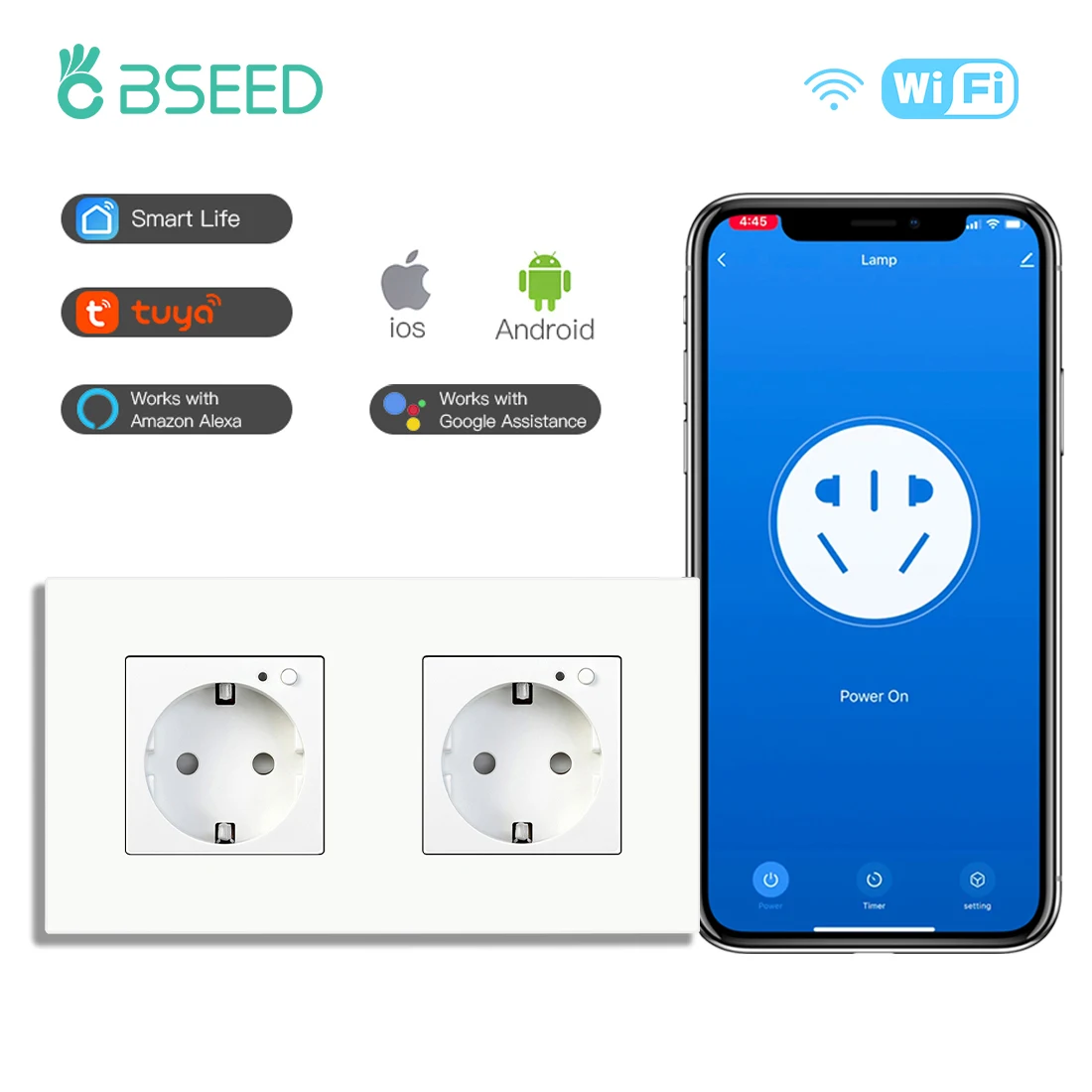 

BSEED Умная розетка двойная белая пластик