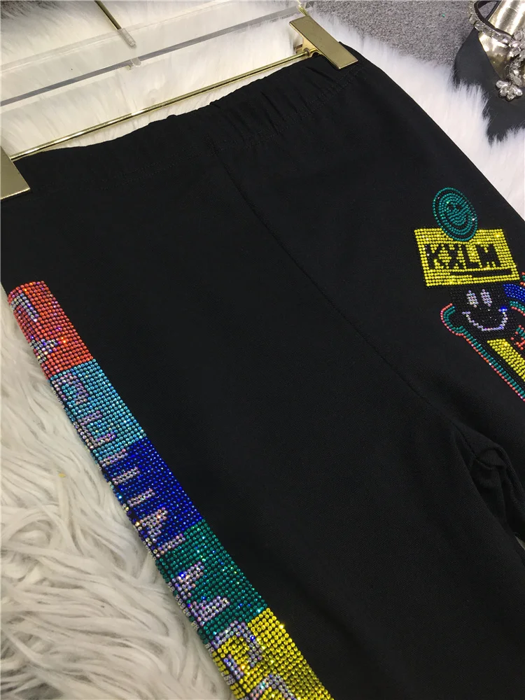 Multicolor Hot Drilling Letters Women Leggings 2022 New Autumn Winter High Waist Bottoming Pants Streetwear Skinny Long Trousers