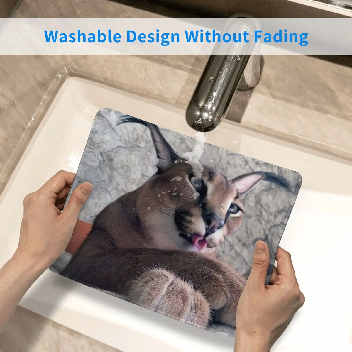Коврик для мыши с милым каракальным котом водонепроницаемый игровой коврик