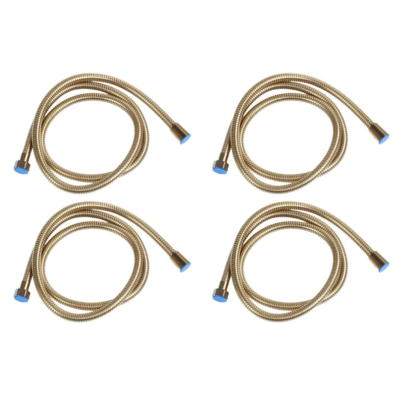 

4 Pcs 1.5M Gold Shower Head Hose Long Flexible Stainless Steel Bathroom Water Tube
