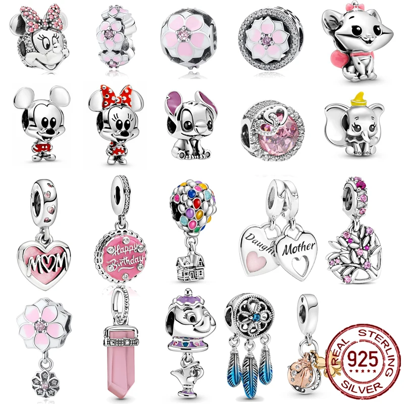 

925 Sterling Silver Pendant Pink Heart Flower Balloon Infinity Love Charms Fit Original Pandora Bracelet DIY Bead Women Jewelry