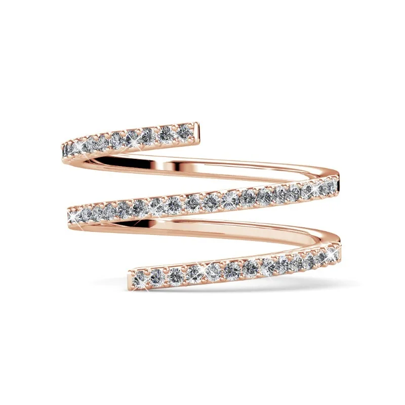 Фото Кольца Daisini Creative Meteor с кристаллами Swarovski для женщин, роскошные, с покрытием из розового золота 18 карат, свадебные украшения, подарок №1