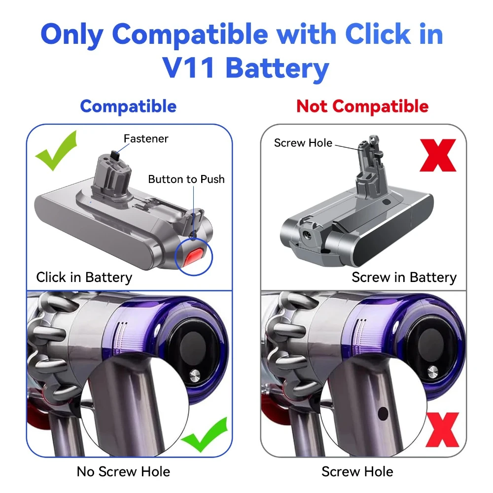 Угловая батарея 25,2 В, 6000 мАч для пылесоса Dyson V11 — совместима с SV22, SV28, V15 Absolute, SV15, SV16, SV17, V11 Fl (art.: 3920d14ba2c8d) - 3920d14ba2c8d