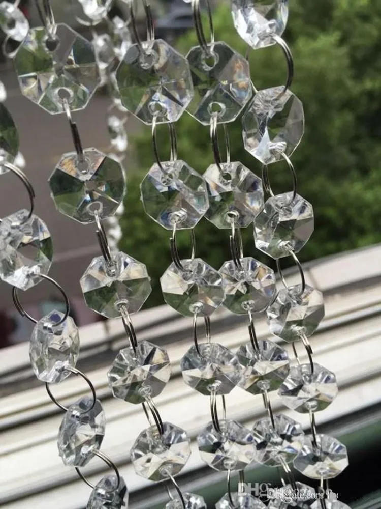 

Acrylic Crystal Bead Garland Strands 14mm Christmas Tree Curtain Hanging Octagonal Beads Chain For Wedding Decorations
