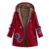 womens winter warm coat plus size hooded long sleeve printed fluffy zip coat womens casual coat