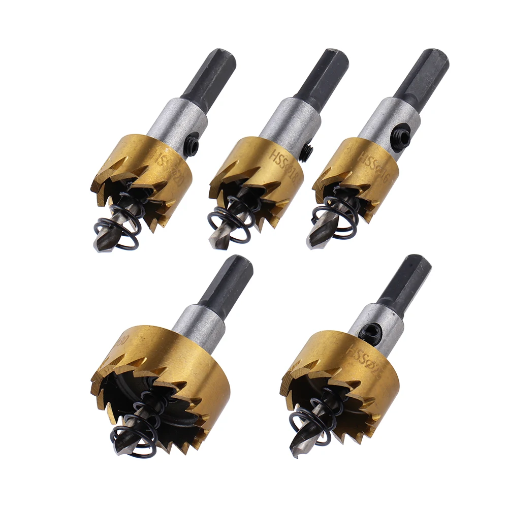 

5Pcs HSS Drill Bit Hole Saw Set Stainless Steel Metal Alloy 16 18.5 20 25 30mm