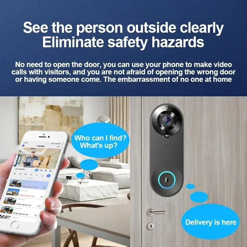 Tuya бытовой беспроводной Wi-Fi визуальный кошачий глаз дверной звонок