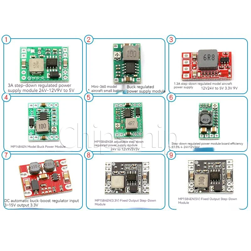 

DC-DC 3A 5A Adjustable step-down power module Board Stabilized airplane model MP1584EN 24V-12V 9V to 5V