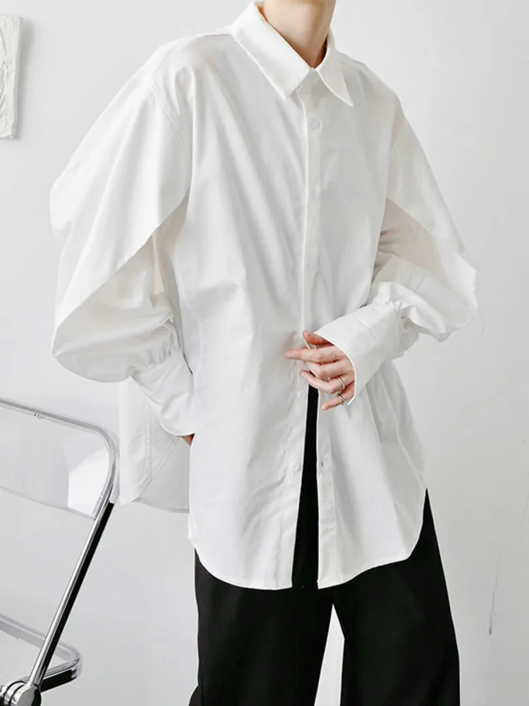 

SYUHGFA 2022 Autumn Lapel Solid Color Korean Streetwear Long Sleeve Shirt For Men Loose Casual Japanese Shirts Men Clothing