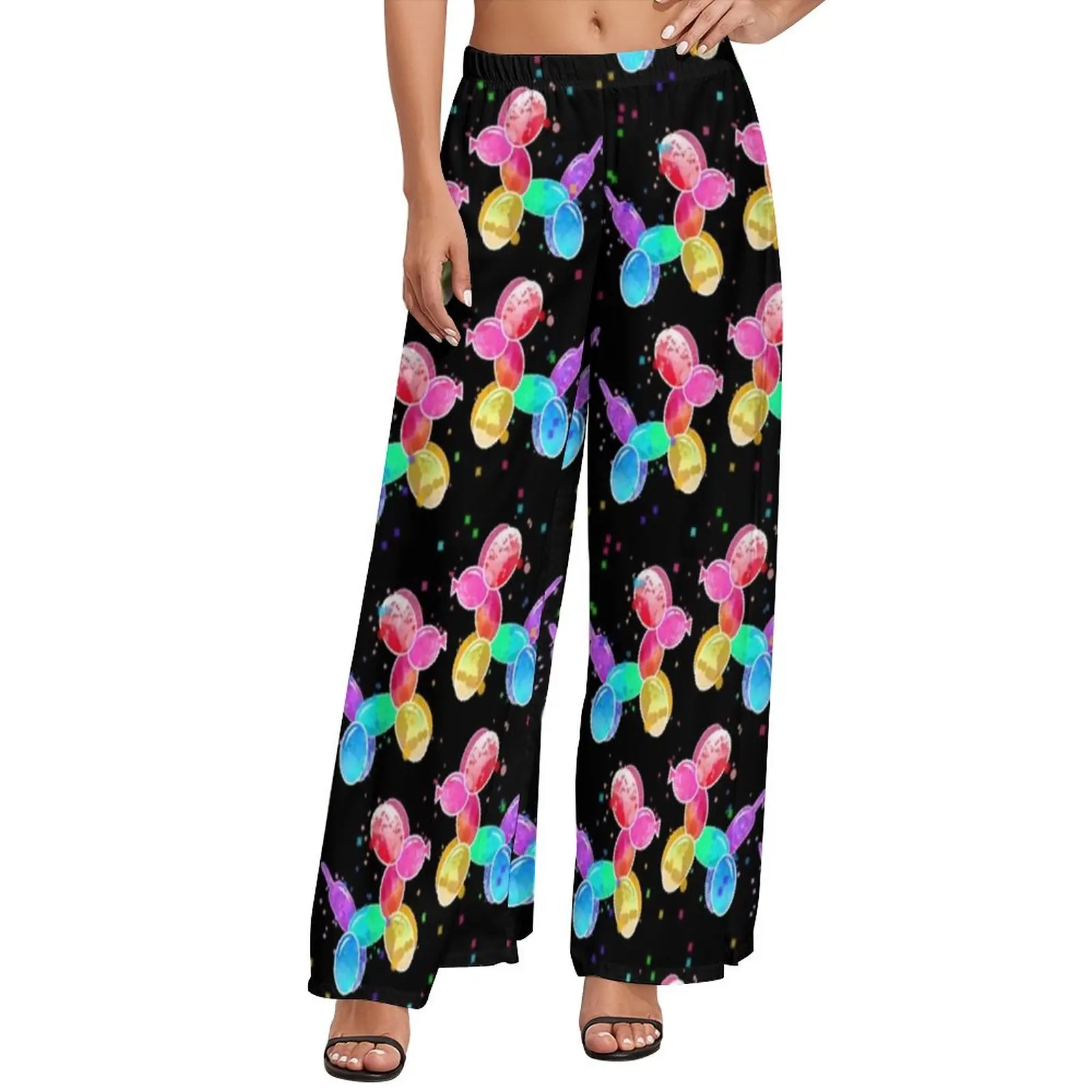 

Balloon Dogs Print Pants Female Colorful Animal Streetwear Trousers High Waisted Classic Wide Leg Pants Birthday Present