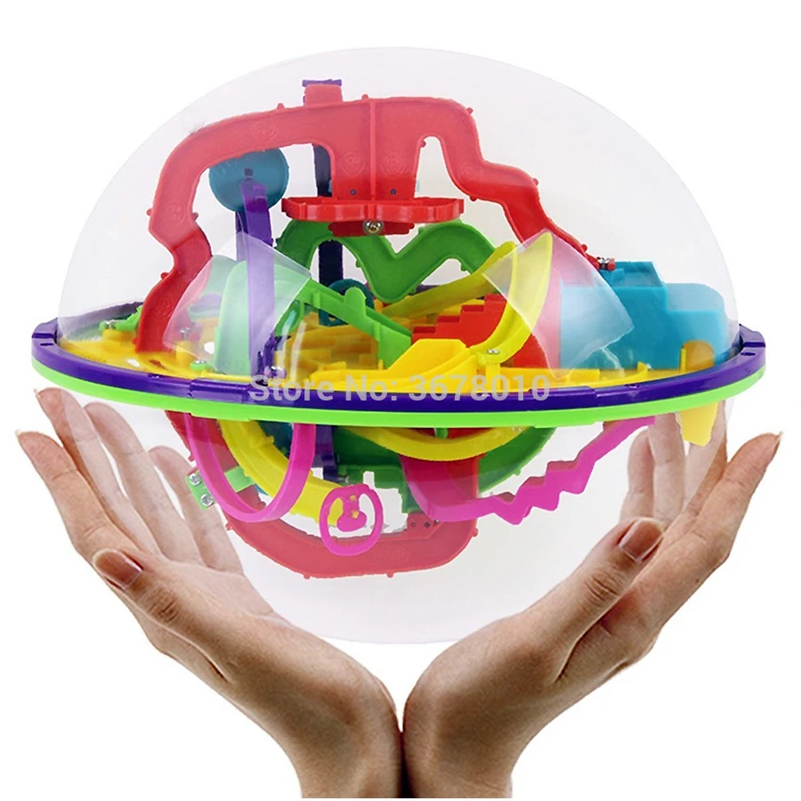 

208 Challenging Barriers Intellect Balance 3D Maze Ball Magic Puzzle Game Labyrinth Globe Toys Independent Play for Children