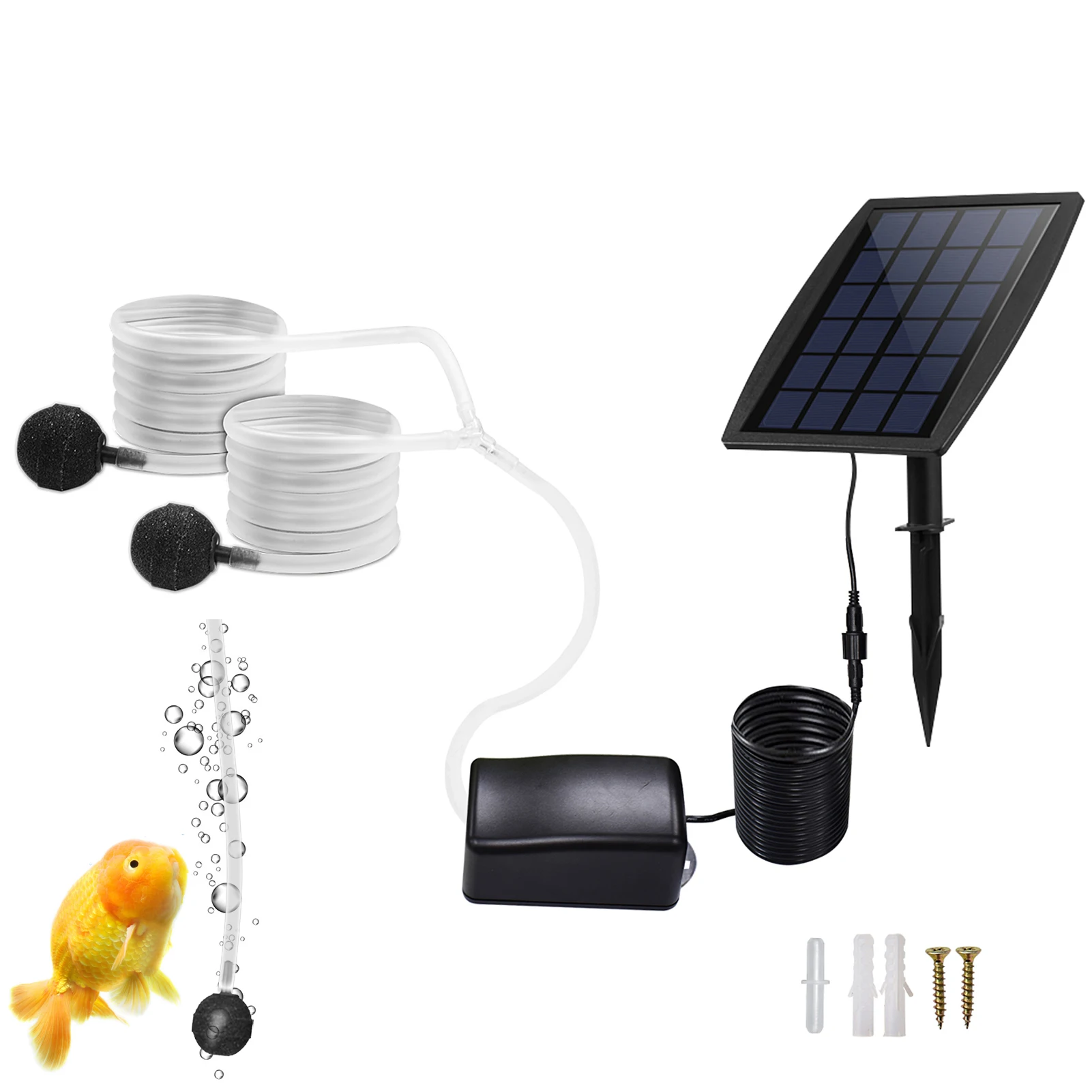 

Pond Aerator Solar Powered 2.5w Solar Powered Air Pump 3 Modes Solar Powered Fountain Pump Oxygen Hoses And Air Bubble Stone For