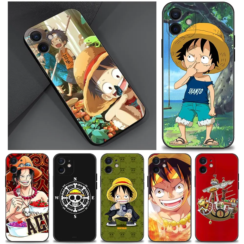 

Phone Case for iPhone 12 13 11 pro max XR X XSmax 8 7 6 6s plus SE 5 5s Cover Silicone Funda Black Capa One Piece Ace