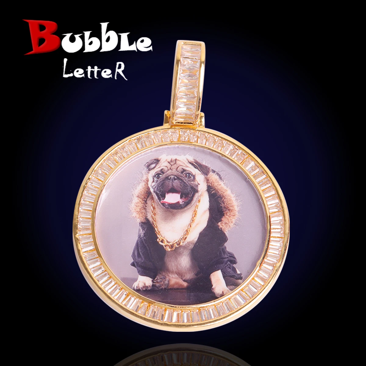 Ожерелье с подвеской изображением букв-пузырей цепочка фото на заказ для мужчин