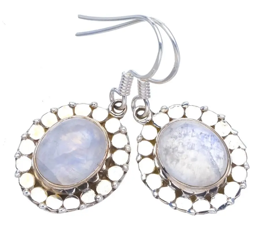 Серьги из серебра с лунным камнем 1/4 дюйма