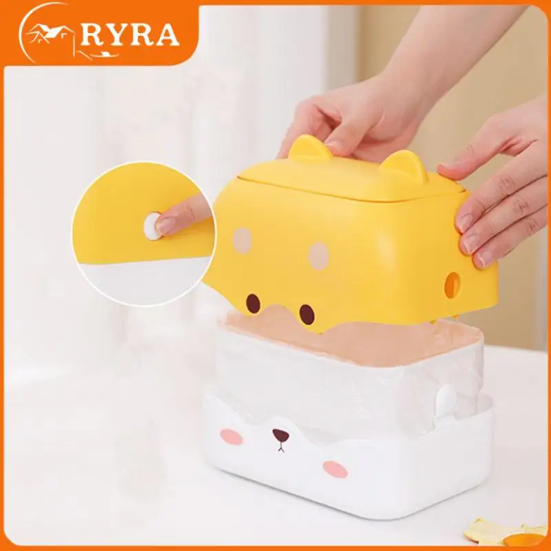 

Press Type Cheese Dog Storage Box Pp Cute Appearance Cartoon Desktop Trash Can With Cover Tissue Box Household Cleaning Tools