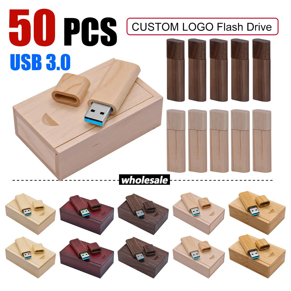 50 шт./лот логотип свободного заказа клен деревянный флэш-накопитель USB 3 0 8/16/32/64/128
