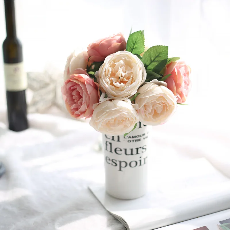 

1 PCS Beautiful Artificial Peony Bouquets Silk Rose Flowers DIY Wedding Home Decoration accessories decoration