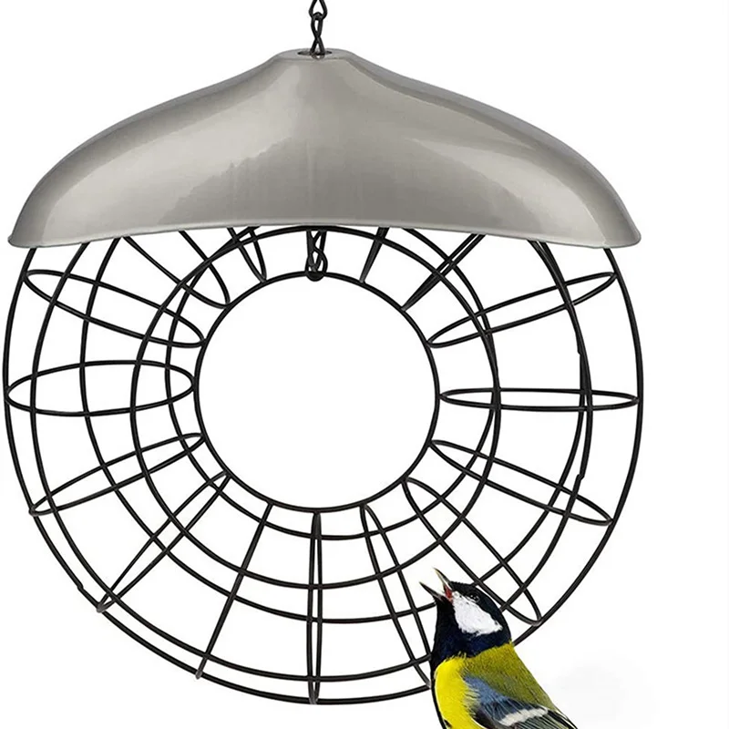

Кормушка для птиц, ветрозащитная, дождестойкая, фотодержатель, круглый венок, металлическая подвесная уличная кормушка для птиц с большим кольцом для еды