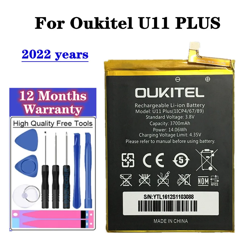 

New 100% Original Battery For Oukitel U11 Plus Mobile Phone High Capacity 3700mAh Replacement Battery In Stock + Tools