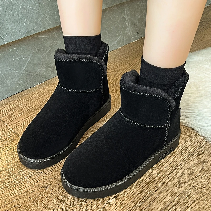

2023 Winter Women's Ankle Boots Slip-on Shoes for Female Platform Flat with Plus Size Women's Shoes Casual Ladies Snow Boots