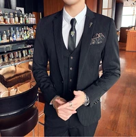 boutique 5xl blazer vest trousers mens italian style business casual elegant fashion gentlemans dress is a 3 piece suit