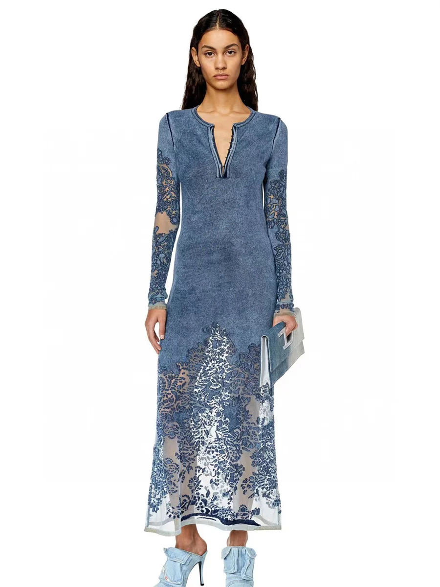 

2023 summer new, women's washed knit dress, Korean fashion, heavy craft High-quality women's skirt, y2k clothes, long skirt XL