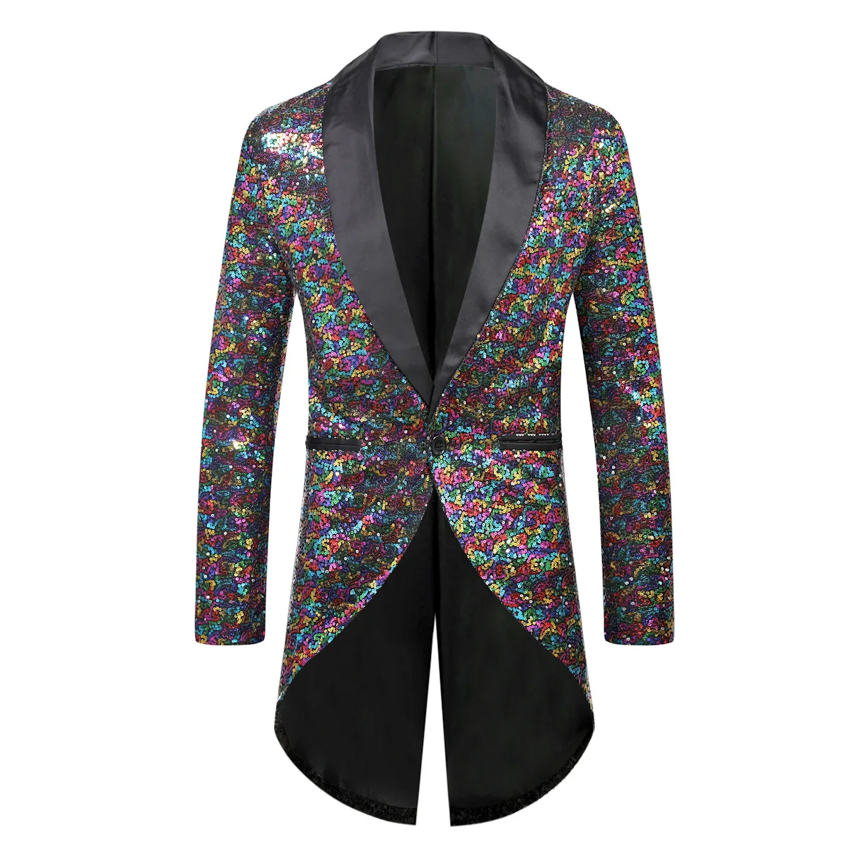 

Mens Colorful Sequins Tuxedo Jacket Tails Slim Fit Tailcoat Dress Coat Swallowtail Dinner Party Prom Wedding Blazer Suit Jackets