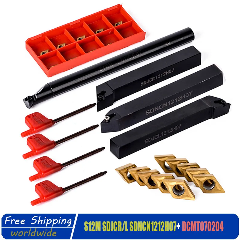 

4PCS 12mm Shank Lathe Turning Tool Holder Boring Bar Lathe Tools Set Lathe Metal Cutter Metal Turning Rod with Carbide Inserts