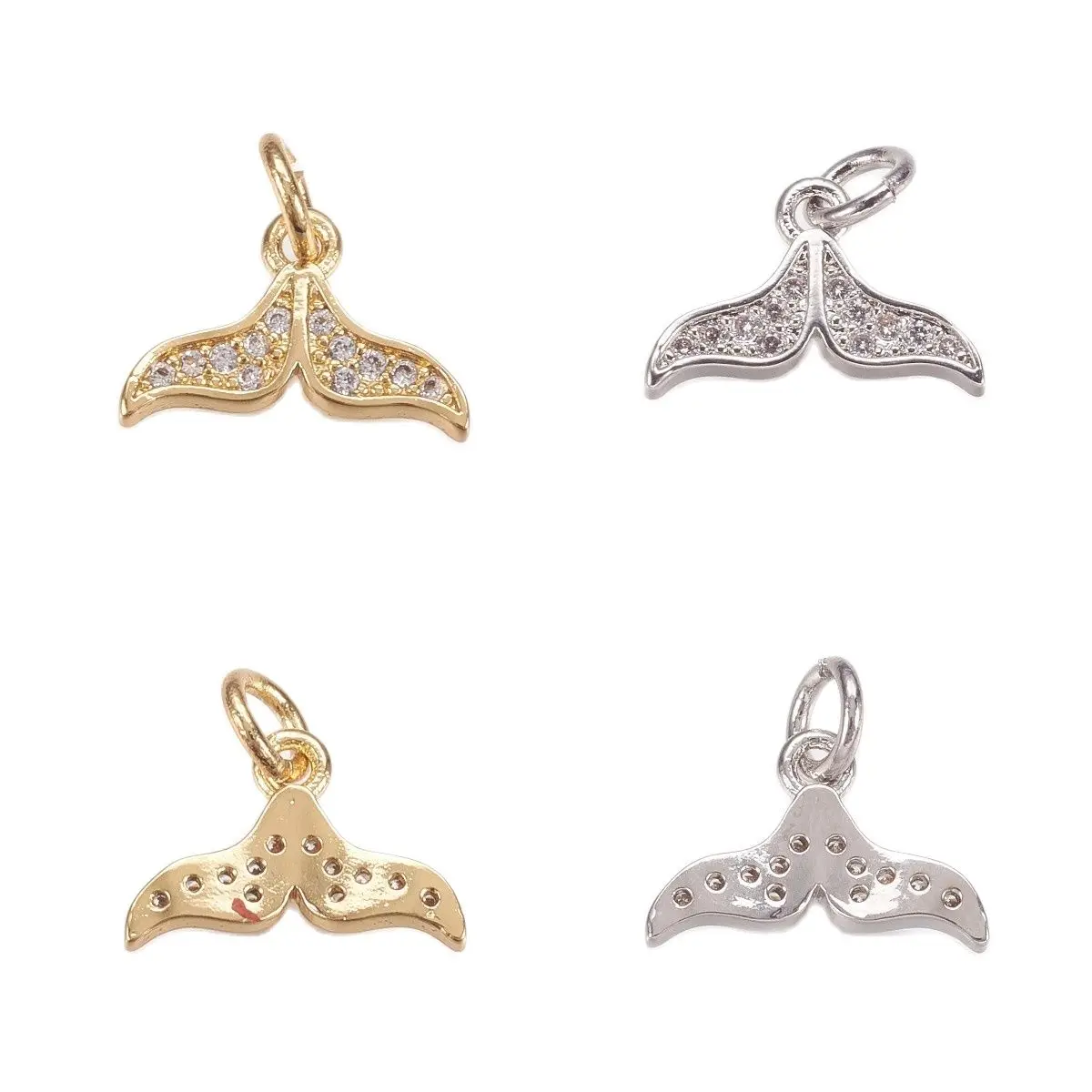 

Pandahall 5pcs Whale Tail Brass Micro Pave CZ Cubic Zirconia Charm Pendant with Jump Rings For Necklace Bracelet Jewelry Making