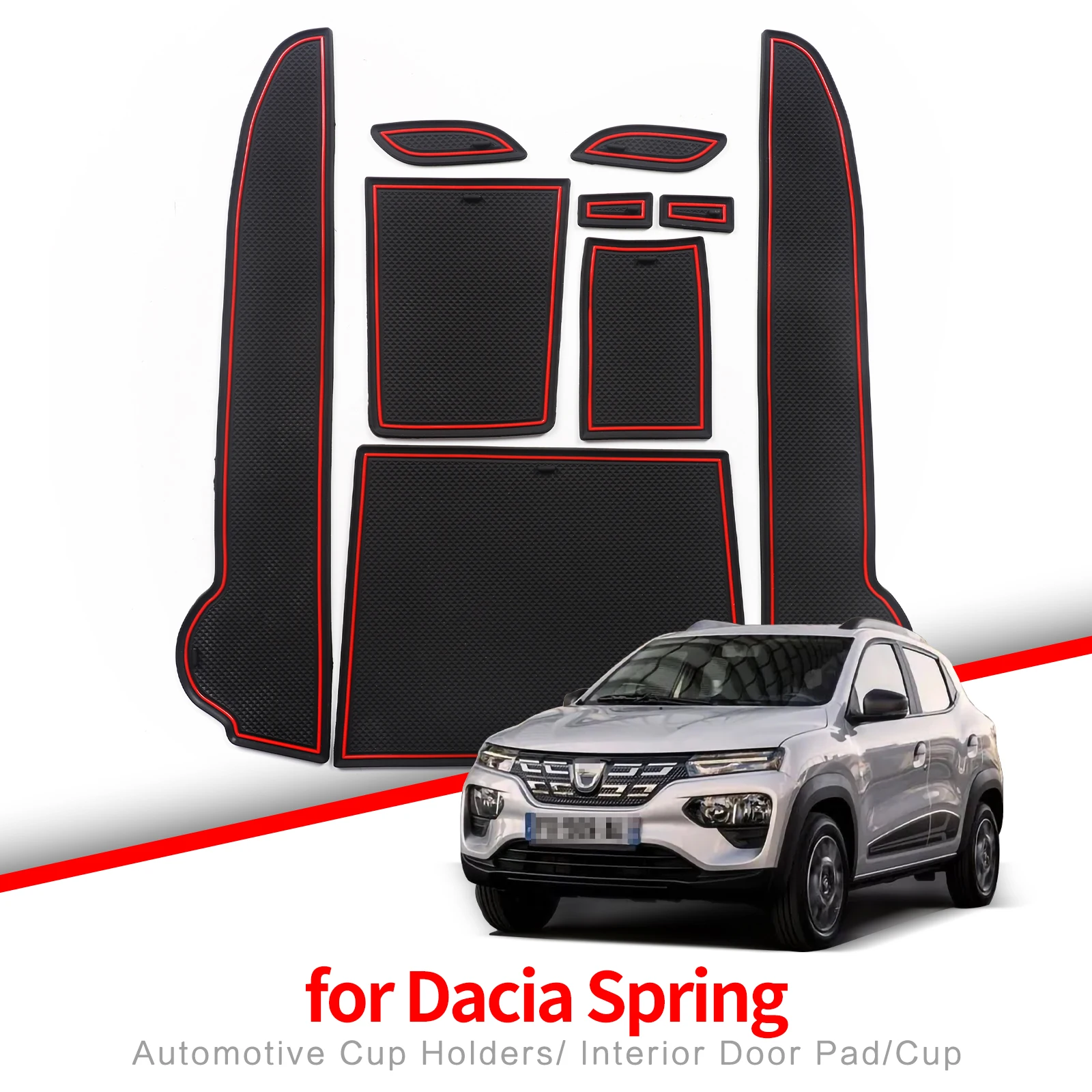 ZUNDUO Anti-Slip Gate Slot Mat for Dacia Spring 2021 2022 2023 Non-Slip Door Groove Pad Interior Accessories Cup Holder Coaster