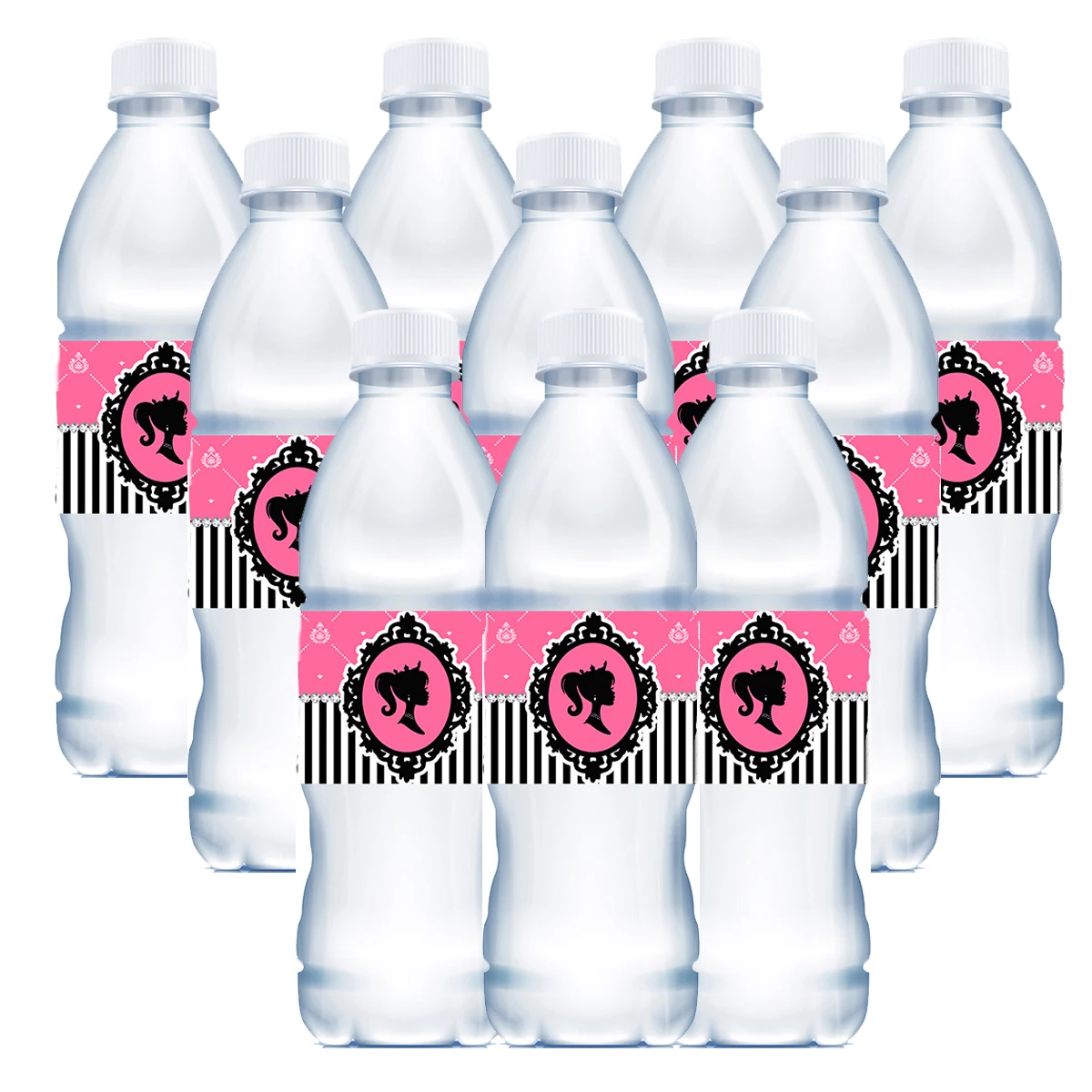 Disney Barbies Pink Princess Water Bottle Labels Baby Shower