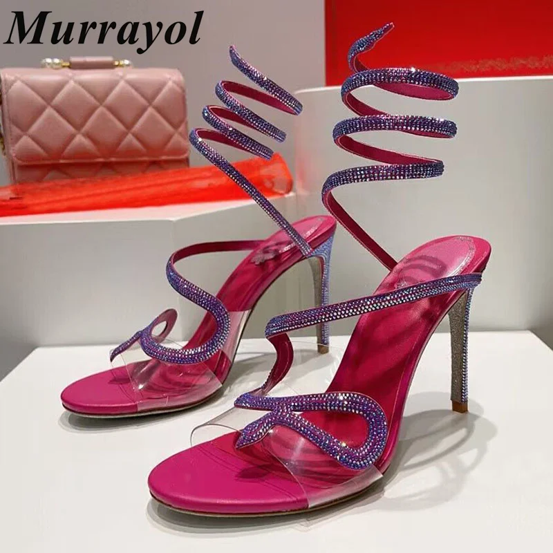 Прозрачные сандалии на тонком каблуке из ПВХ с одним ремешком женские эластичным