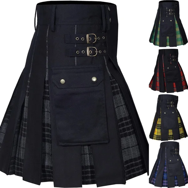 Kilts for Men, Utility Kilt, 100% Cotton Jeans Hybrid Kilt, Modern Box Pleated Tartan Traditional Mens Kilt