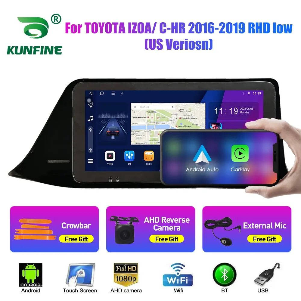 

10,33 дюймовый автомобильный радиоприемник для TOYOTA IZOA/ C-HR 16-19 2Din Android Восьмиядерный автомобильный стерео DVD GPS навигатор плеер QLED экран Carplay