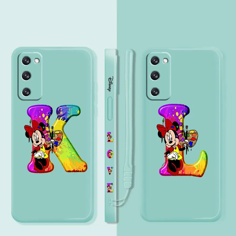 

Minnie Mouse Rainbow Letter Initial K L Case For Samsung Galaxy S22 S21 S20 S10 S8 S9 S10e Ultra Plus FE Note 20 Liquid Candy