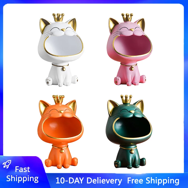 

Подставка для ключей Fortune Cat, статуэтка, поделки, полимерная коробка для хранения, Декор, конфеты, мелочи, нетоксичные, безвредные для кабинет...