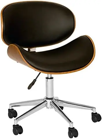 

Office Chair in Black Faux Leather and Chrome Finish, 33" x 21" x 20" Nail chair Chair pink Computer chair Chair soft for desk D
