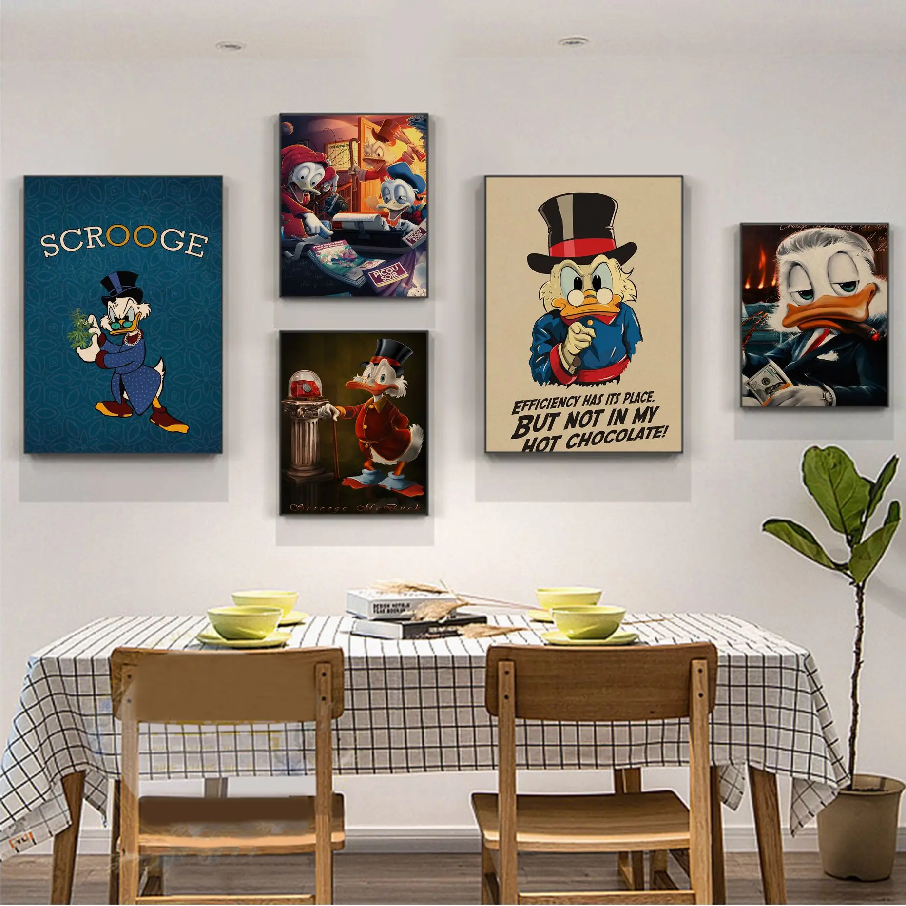 

Disney Scrooge Mcduck Anime Posters Decoracion Painting Wall Art Kraft Paper Decor Art Wall Stickers