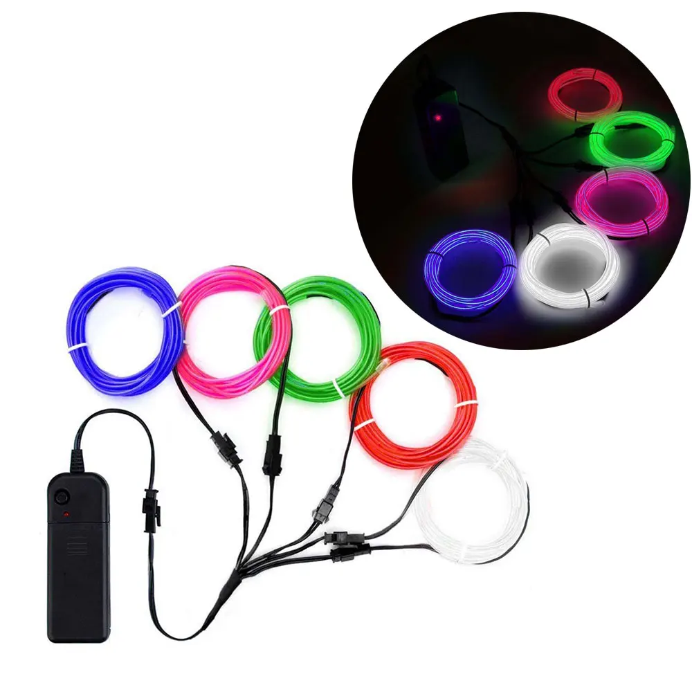 

5 in 1 Glow EL Wire Cable LED Neon Christmas Dance Party DIY Costumes Luminous Clothing Car Light Clothes Ball Rave Decoration