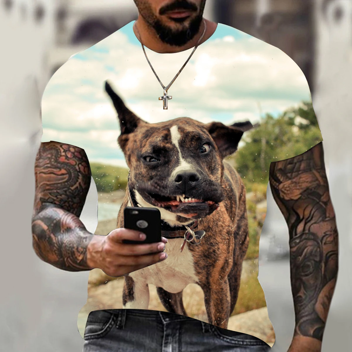 

Funny dog pattern men's t-shirt fashion summer casual men 3d t-shirt O-neck cool cartoon tshirt plus size Polyester streetwear