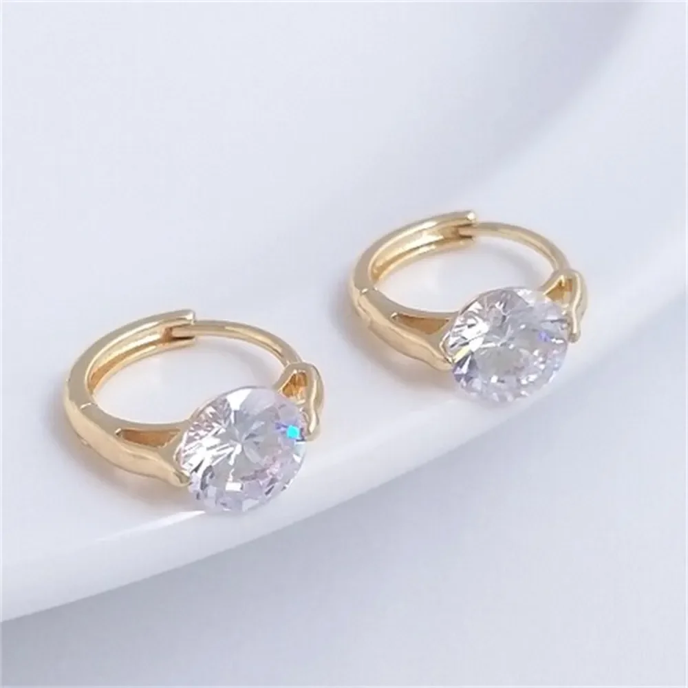 Серьги с цирконом из 14-каратного золота модные легкие роскошные серьги-кольца