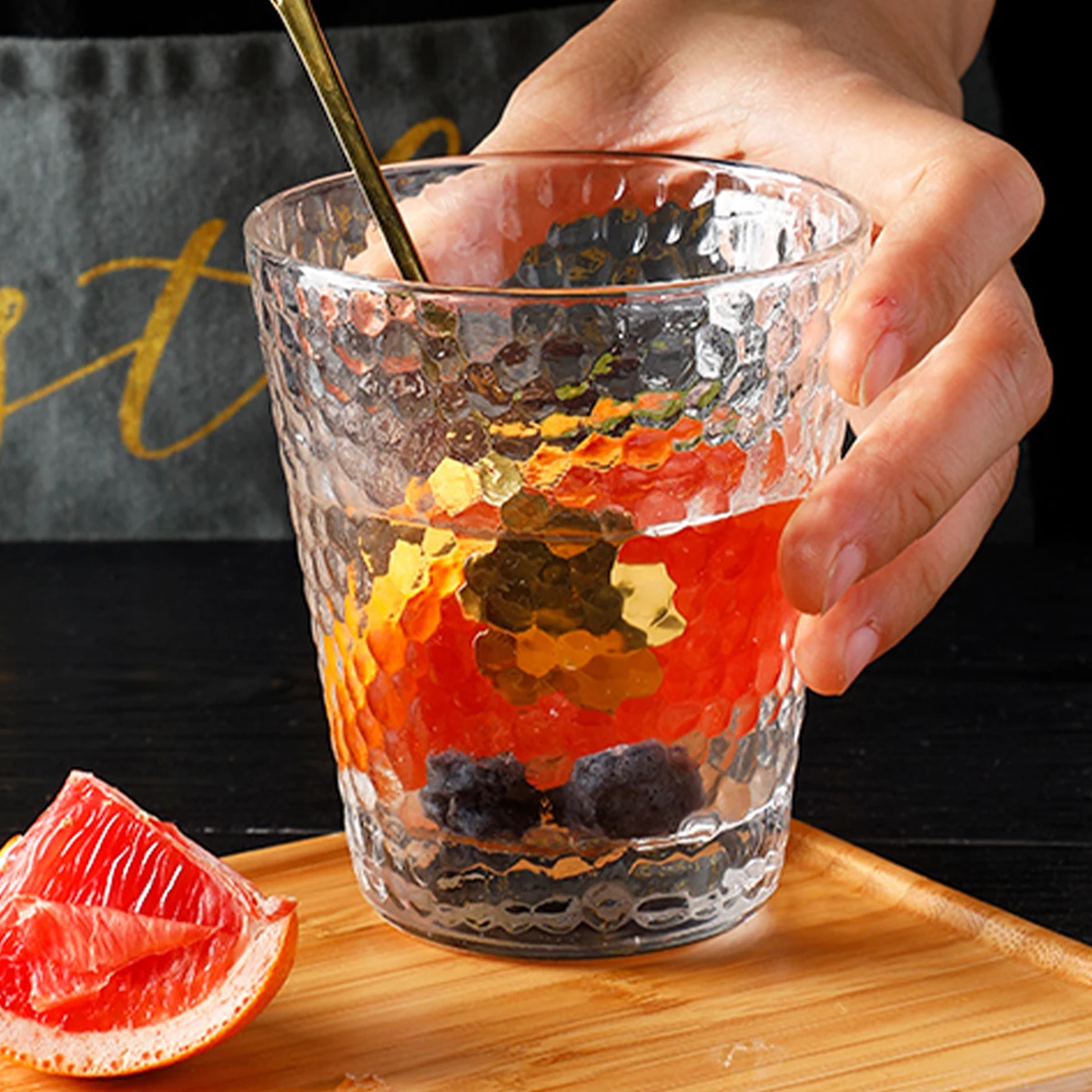 Стеклянный Стакан KLP С Молотковым Узором - Прочная Термостойкая Чаша Для