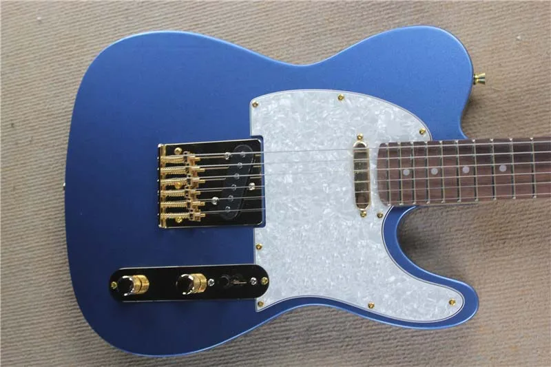 

free shipping China Custom Guitar High Quality Musical Instrument tl electric guitar blue color Gold hardware 10yue