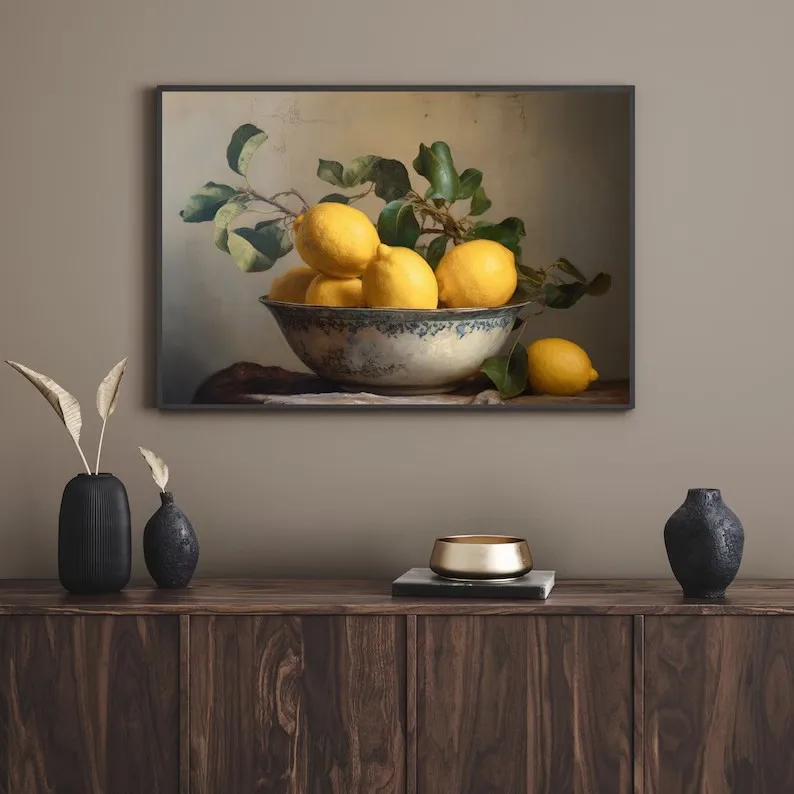 Средиземноморское летнее Лимонное дерево фрукты натюрморт прибрежный ландшафт