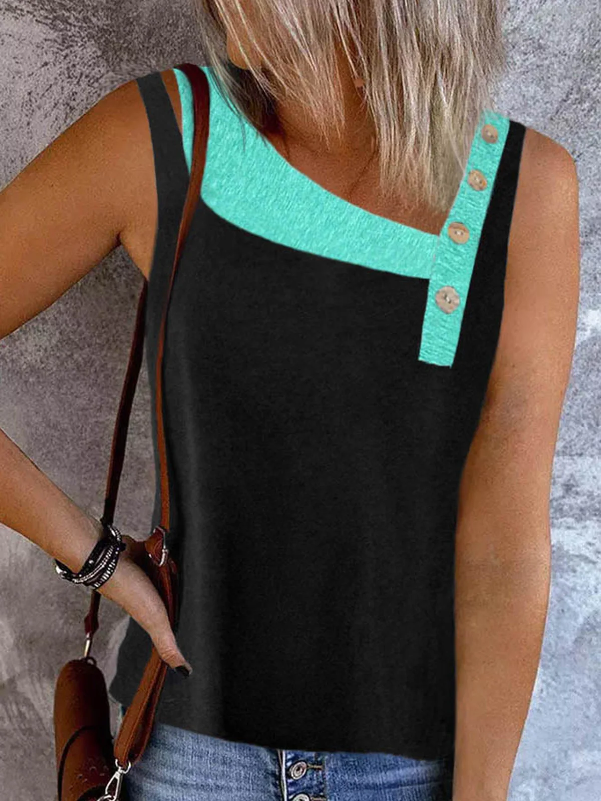 

Женский топ на пуговицах, черный топ на пуговицах с цветными вставками, модная Женская Очаровательная одежда для работы, Y2K, уличная одежда, 2023