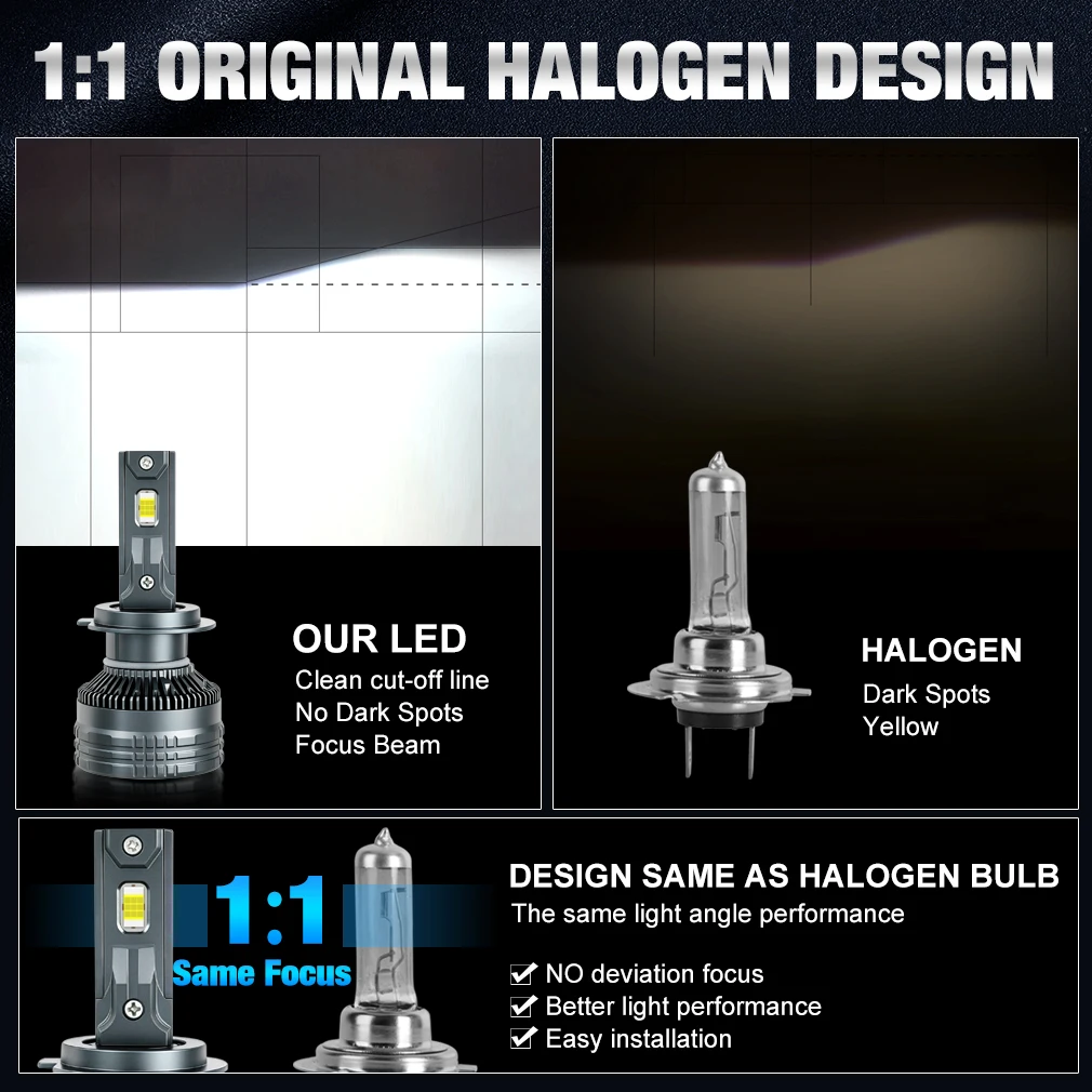Светодиодные лампы XSTORM H7 для автомобиля: H1, H11, H4 LED фары 400W 80000LM, H4 ближнийдальний свет, H11 противотуманные фары, Canbus без ошибок, 6500K (art.: 3920dc06254ec) - 3920dc06254ec