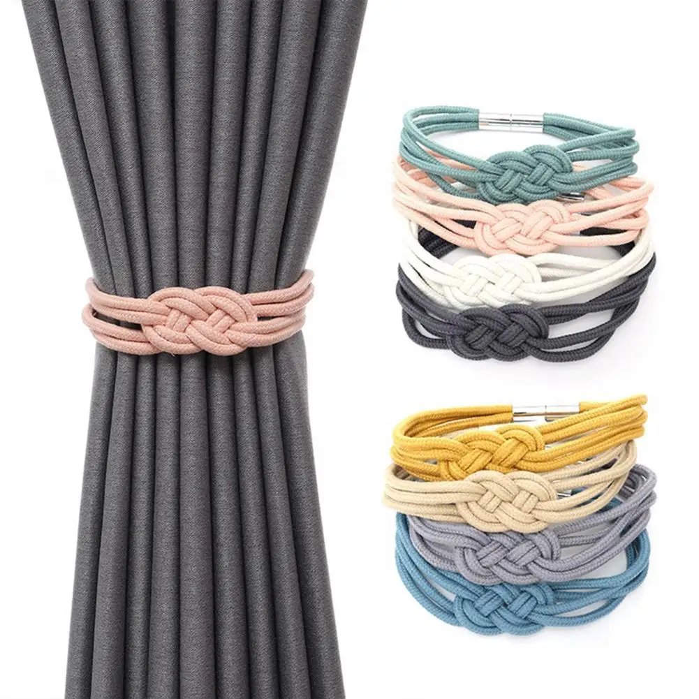 

Curtain Tie Holdbacks Decoration Braided Rope Room Hooks Magnetic Curtain Bedroom Backs Living For 2pcs Buckle Clips Tiebacks